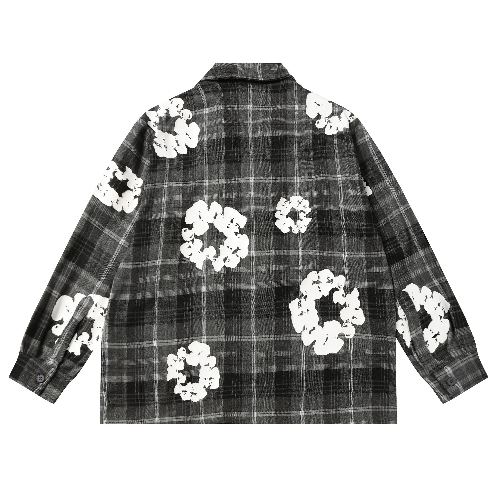 P136 383 DENIM TEARS kapok European and American fashion brand high-quality plaid long-sleeved shirt set Color Red Gray Yellow Size S-XL